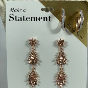 NWT New York & Co Blush Gold 2-Piece Earring Set